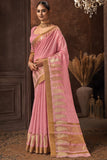 pink saree, pink cotton saree