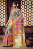 grey cotton saree