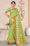 green cotton saree