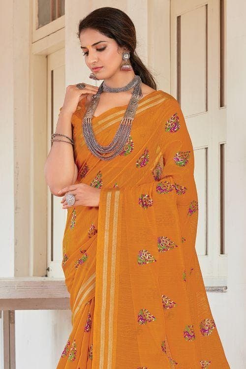 yellow cotton saree