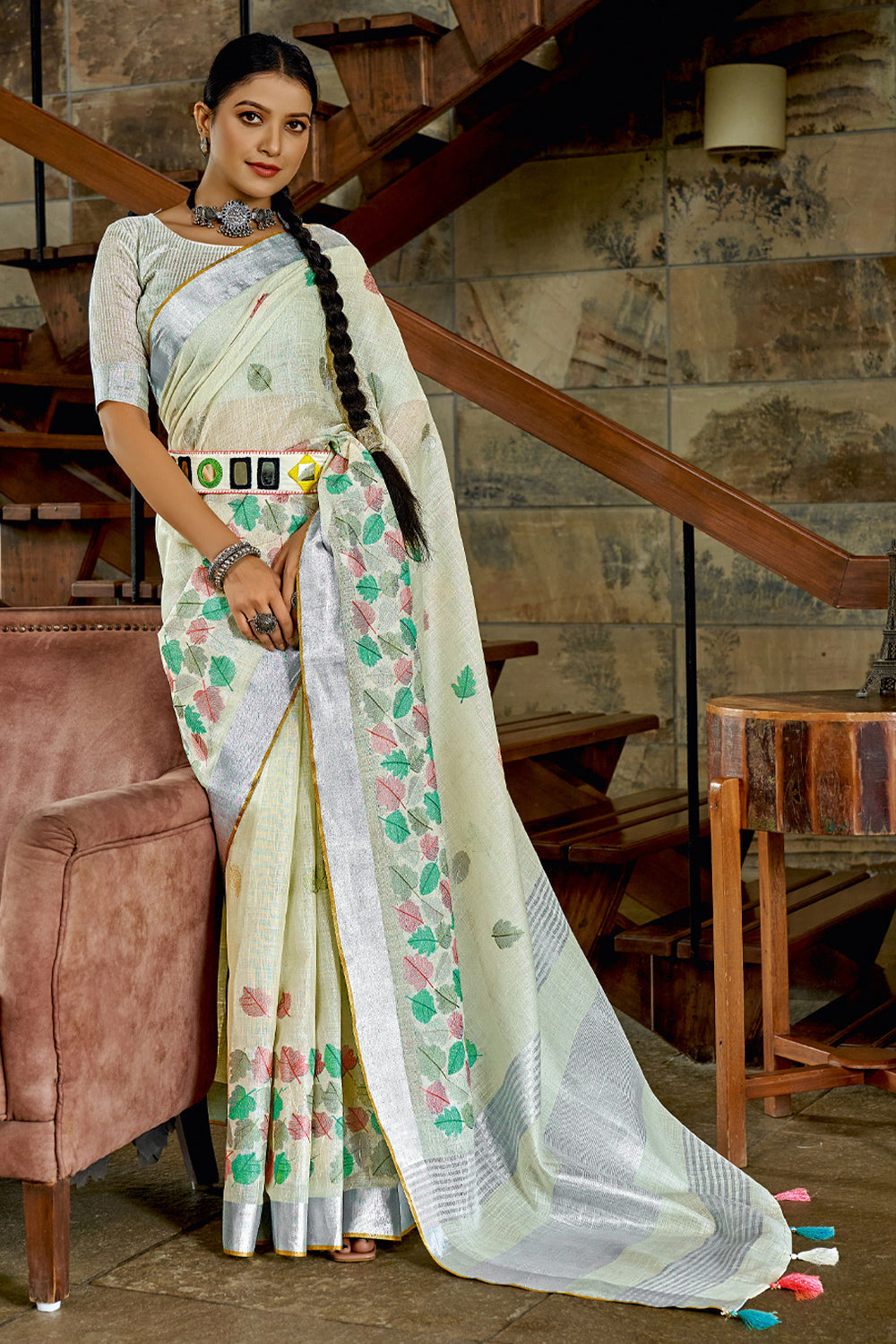 Off white hotsell cotton silk saree