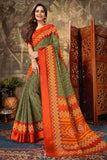 green cotton saree