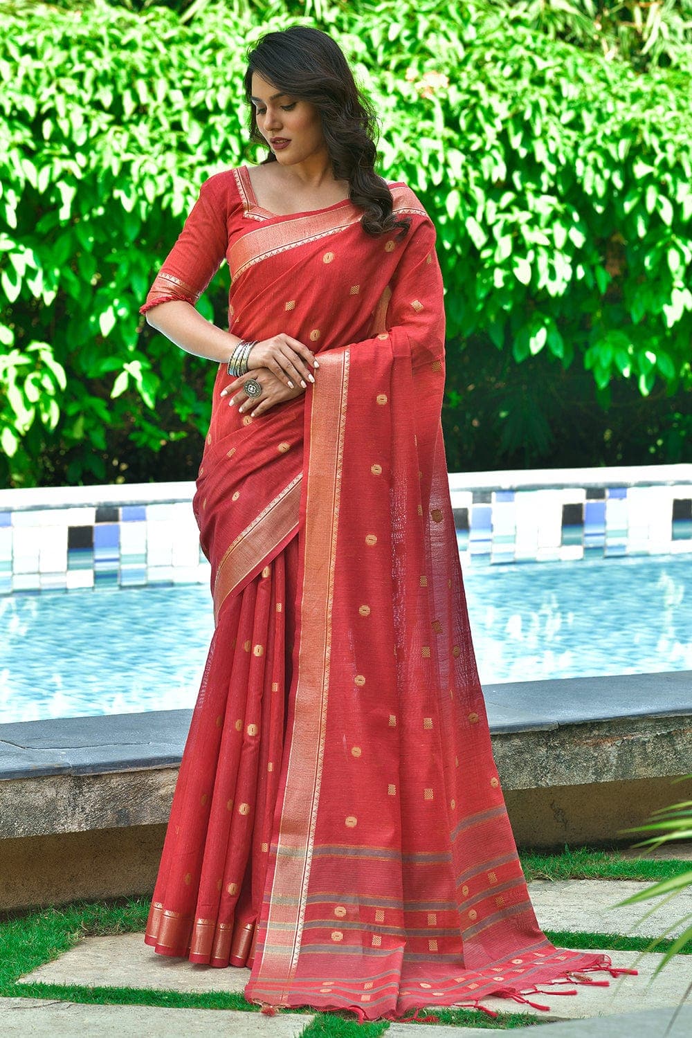 Cotton Saree Orchid Red Cotton Saree saree online