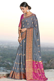 grey cotton saree