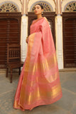 pink cotton saree