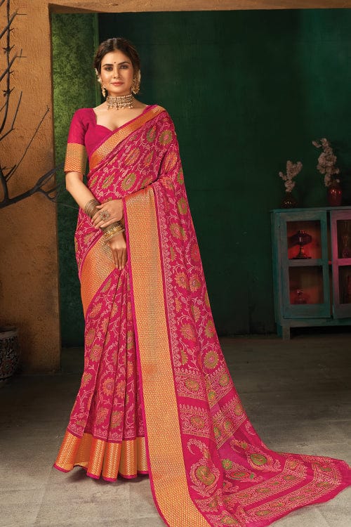 pink cotton saree