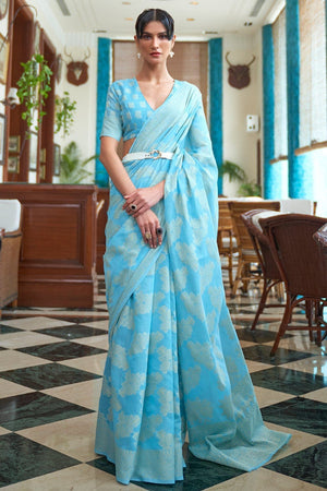 Buy Lapis Blue Silk Saree online-Karagiri – Karagiri Global