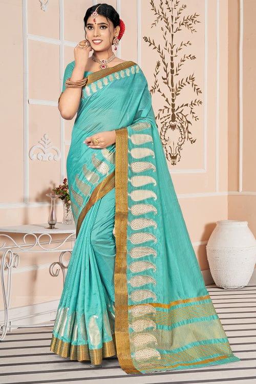 blue cotton saree