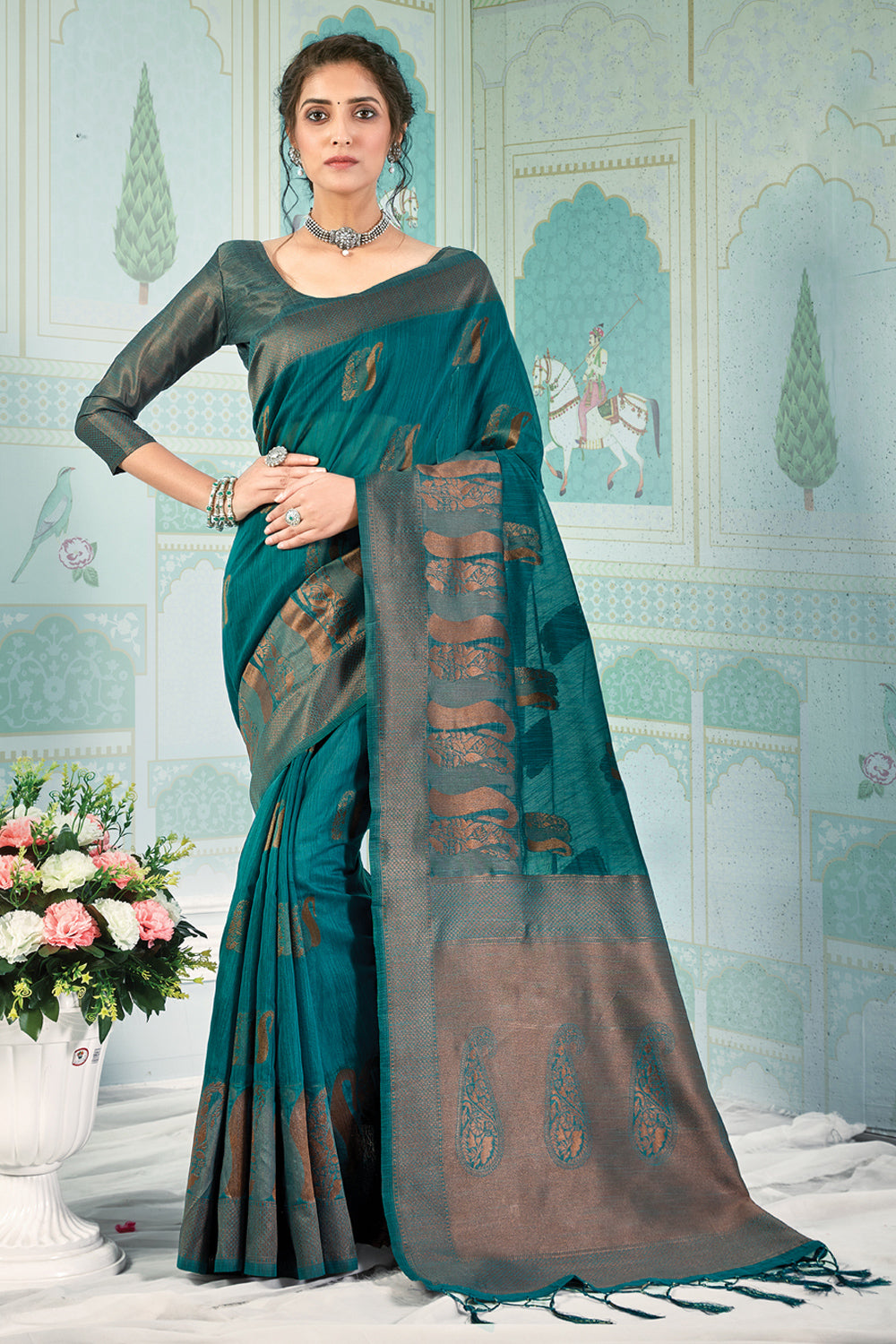 blue cotton saree