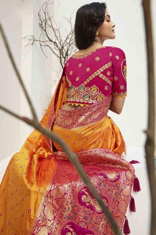 Designer Banarasi Saree Beautiful Apricot Orange Designer Banarasi Saree saree online