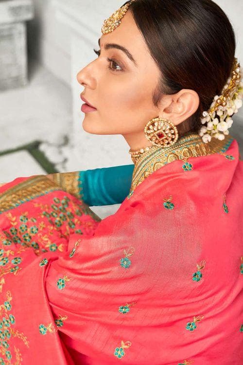 Designer Banarasi Saree Brick Pink Designer Banarasi Saree saree online