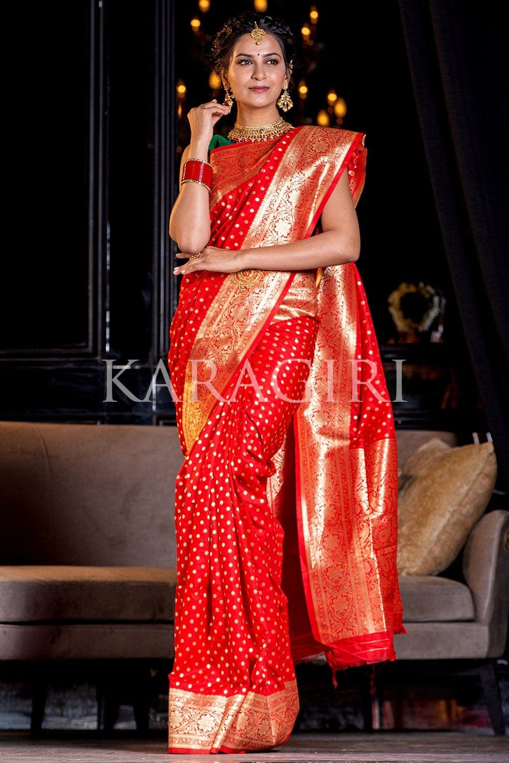 Designer Banarasi Saree Bright Red Designer Banarasi Saree saree online