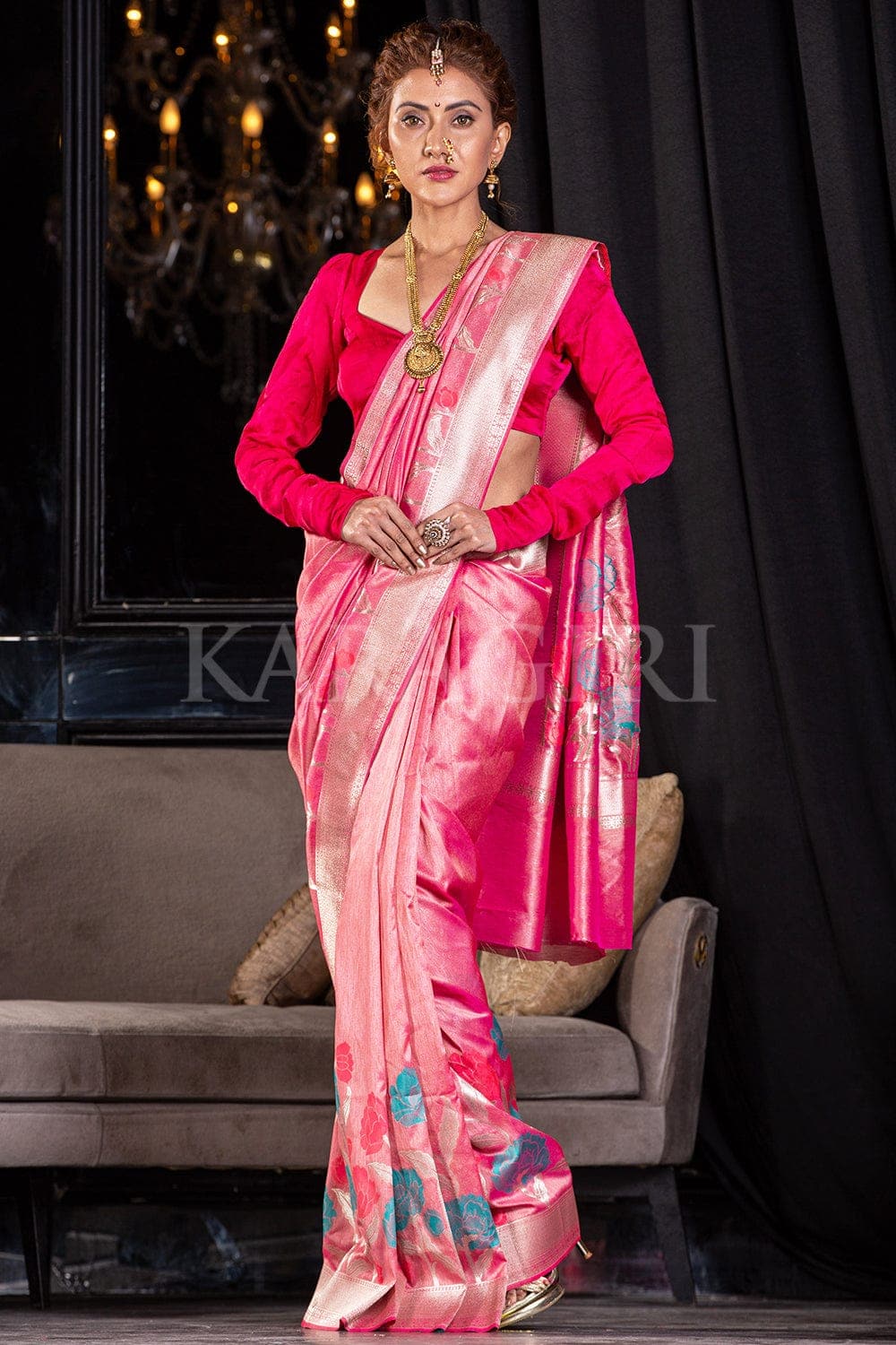 Designer Banarasi Saree Carnation Pink Designer Banarasi Saree saree online