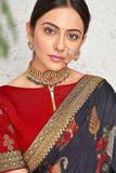 Designer Banarasi Saree Grey And Red Designer Banarasi Saree saree online