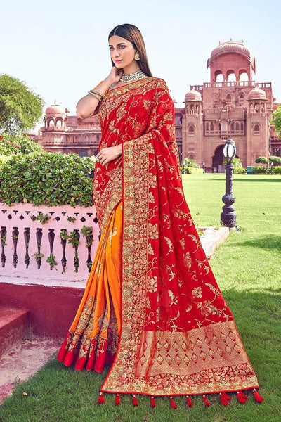 Vichitra Silk Designer Saree In Red Colour - SR4690157