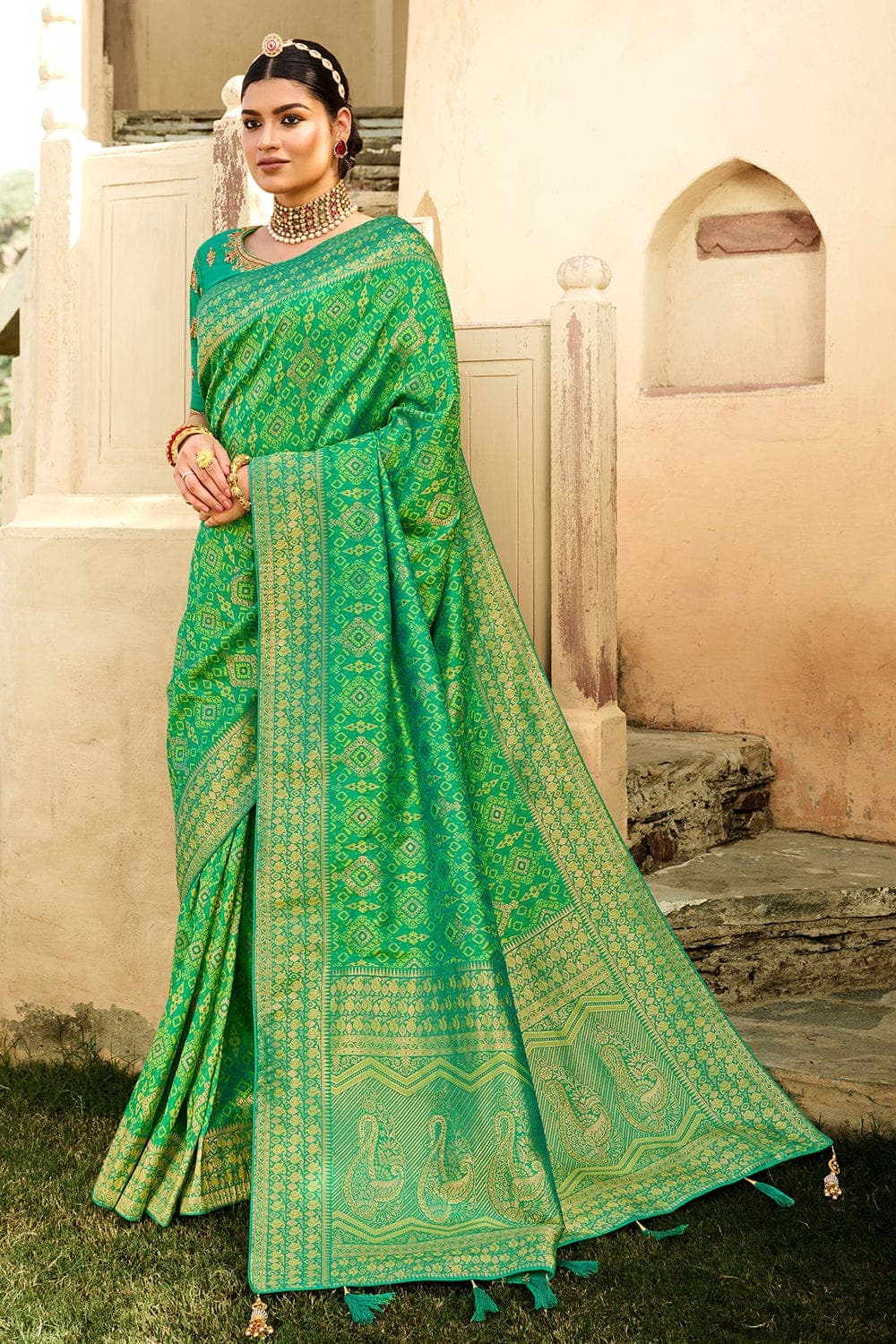 Designer Banarasi Saree Lime Green Designer Banarasi Saree saree online