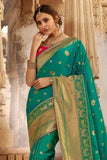 Ocean Blue Banarasi Saree- Designer wedding Saree