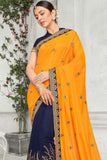 Designer Banarasi Saree Orange And Blue Designer Banarasi Saree saree online