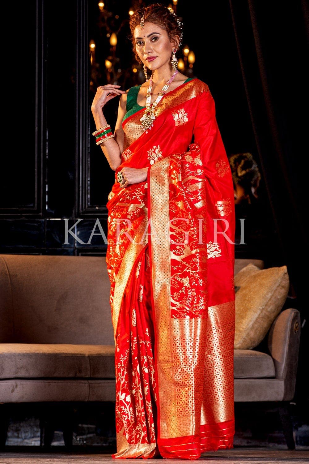 Designer Banarasi Saree Rhubarb Red Designer Banarasi Saree saree online