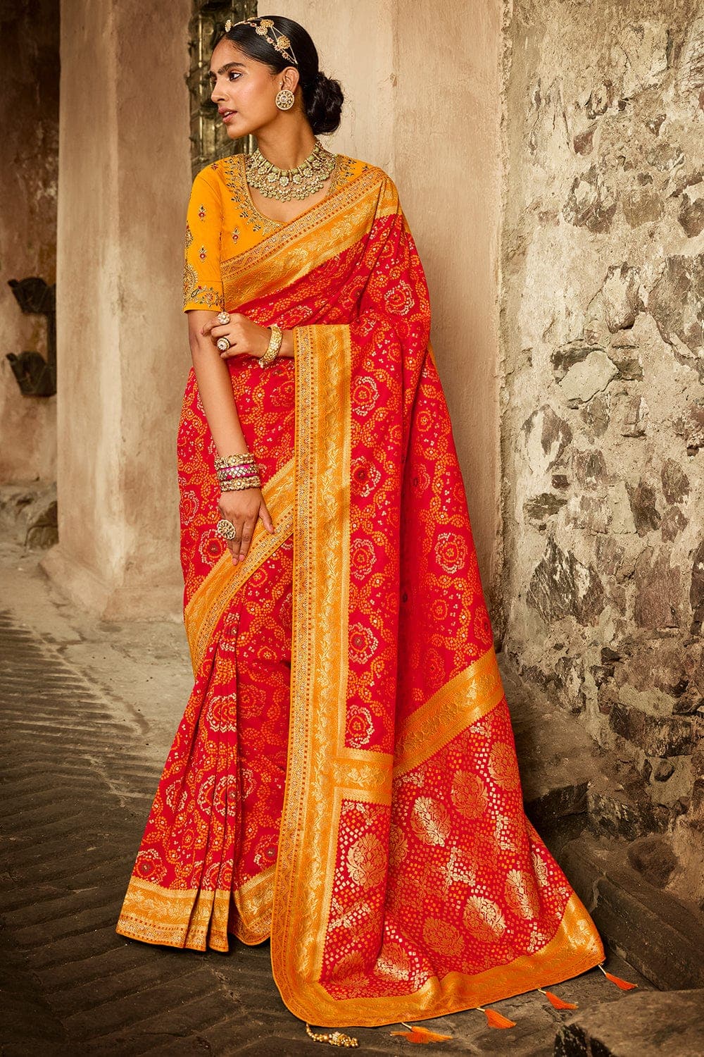 Designer Banarasi Saree Scarlet Red Designer Banarasi Saree saree online