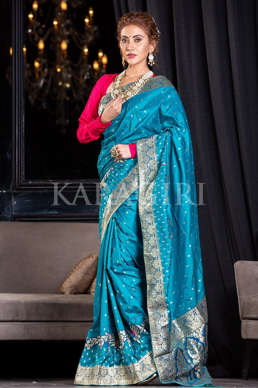 Blue Banarasi Soft Silk Saree – StylebyPanaaash