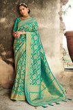 Designer Banarasi Saree Teal Blue Designer Banarasi Saree saree online