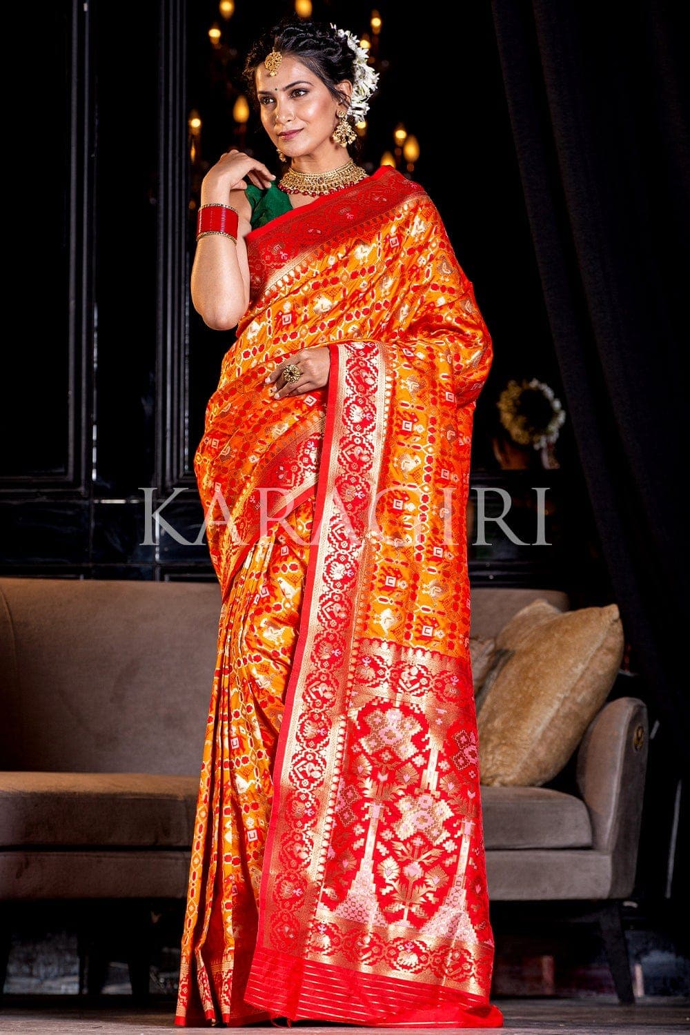 Designer Banarasi Saree Zinnia Orange Designer Banarasi Saree saree online