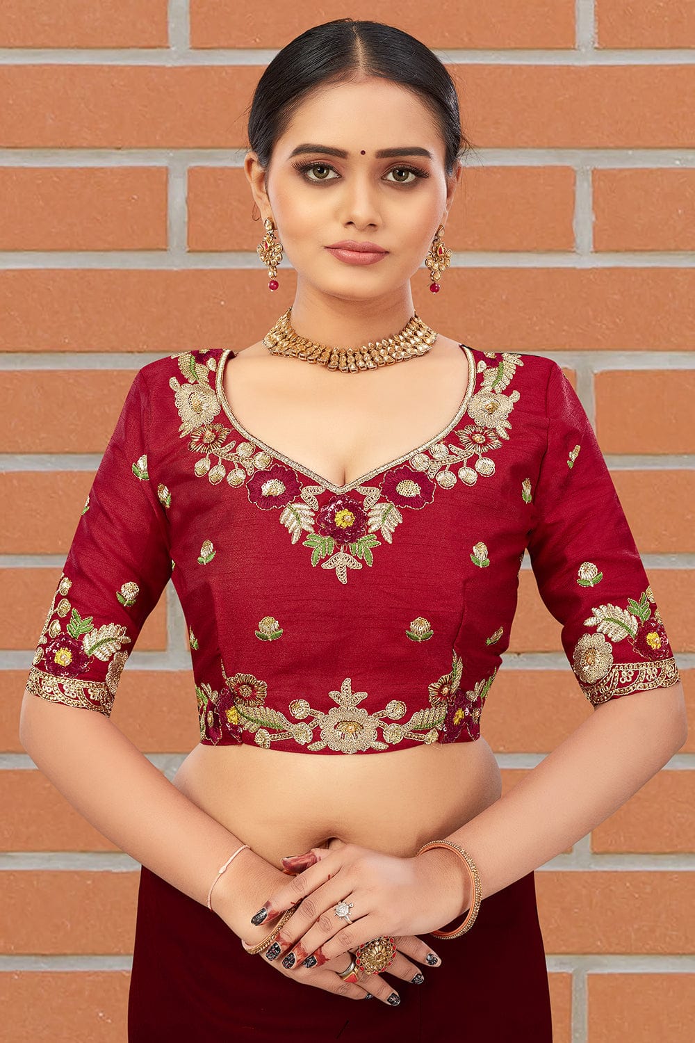 Maroon hot sale blouse online