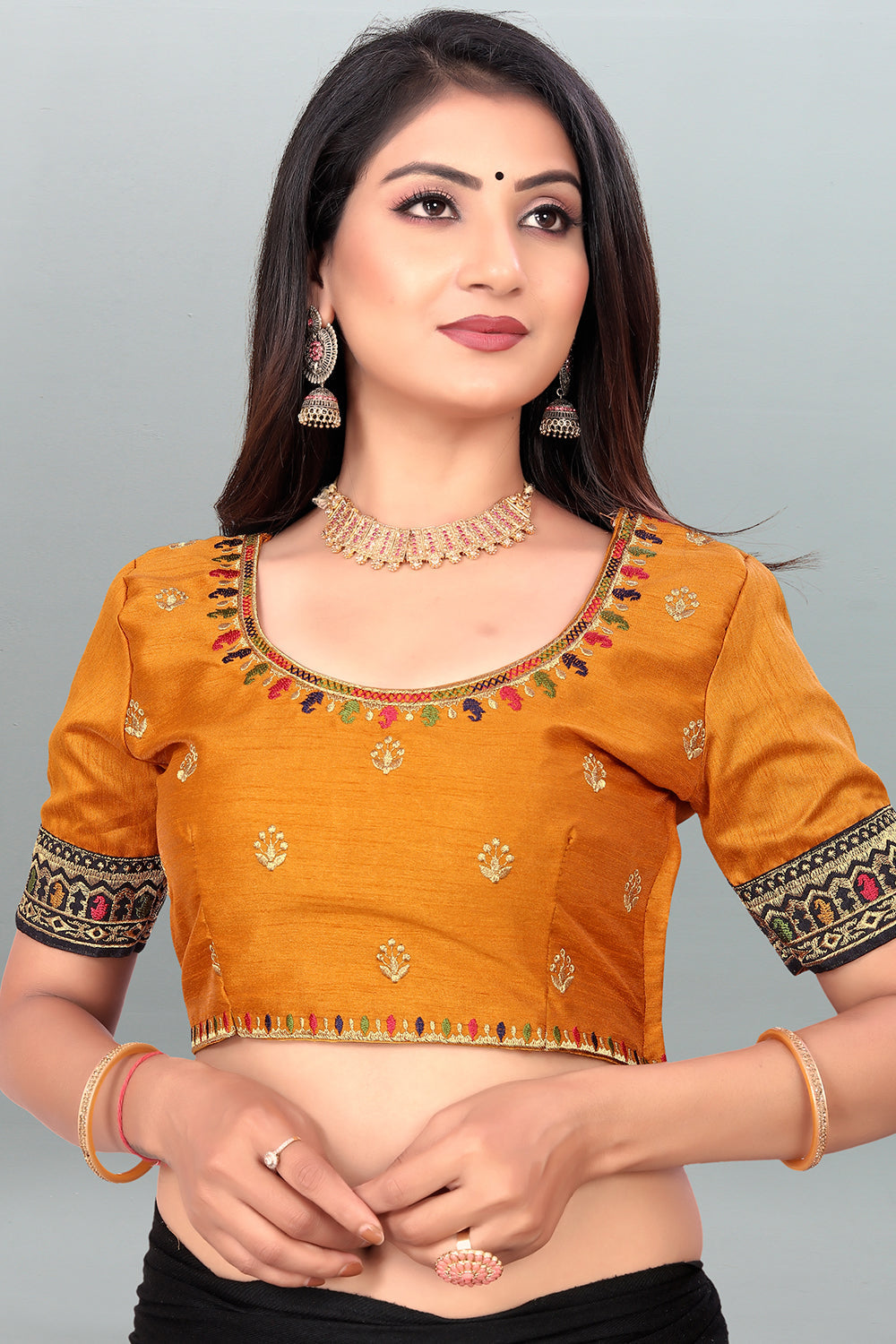 orange designer blouse