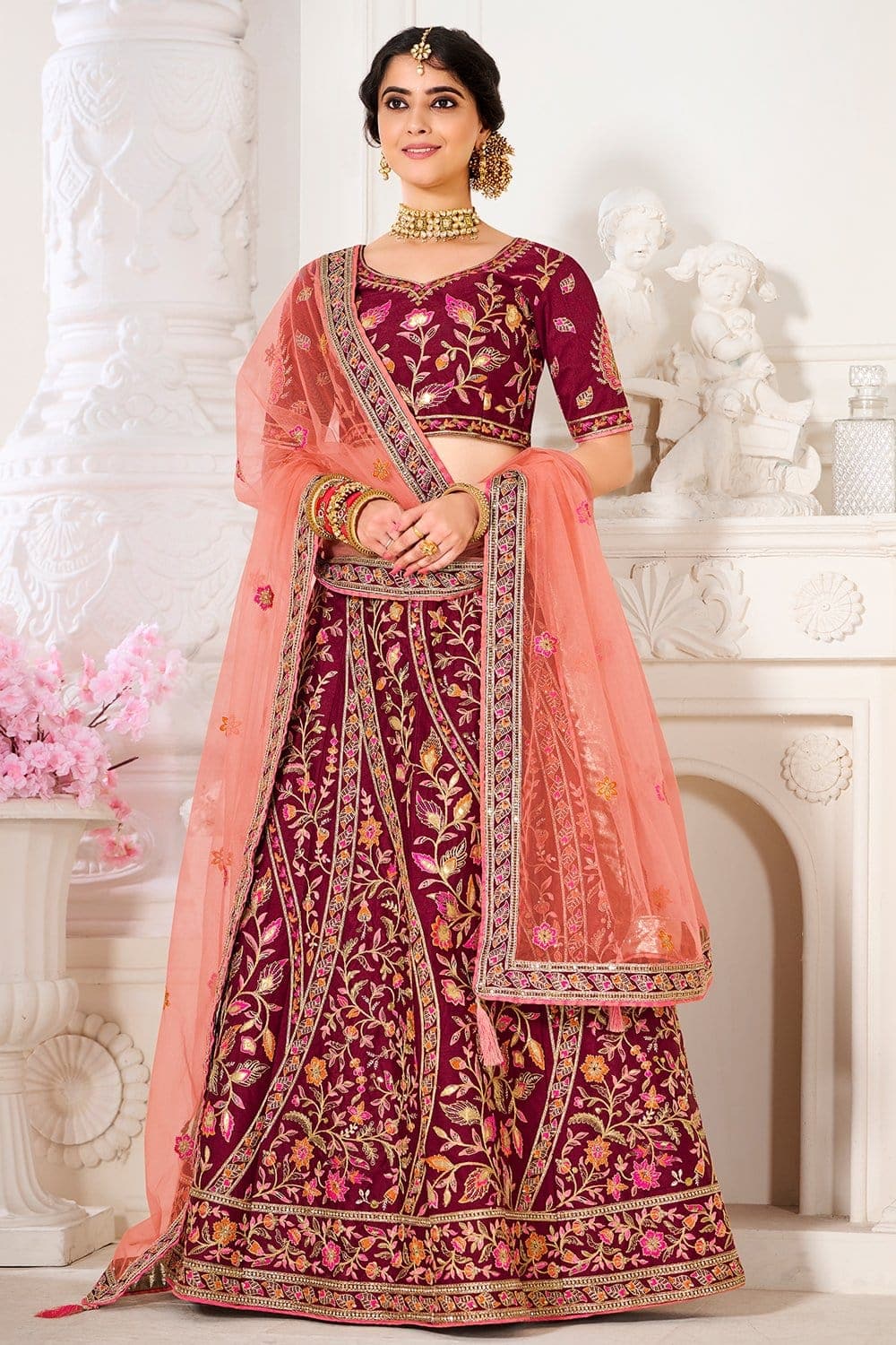 Dark maroon bridal lehenga | Indian bridal wear, Bridal photography, Indian  wedding dress