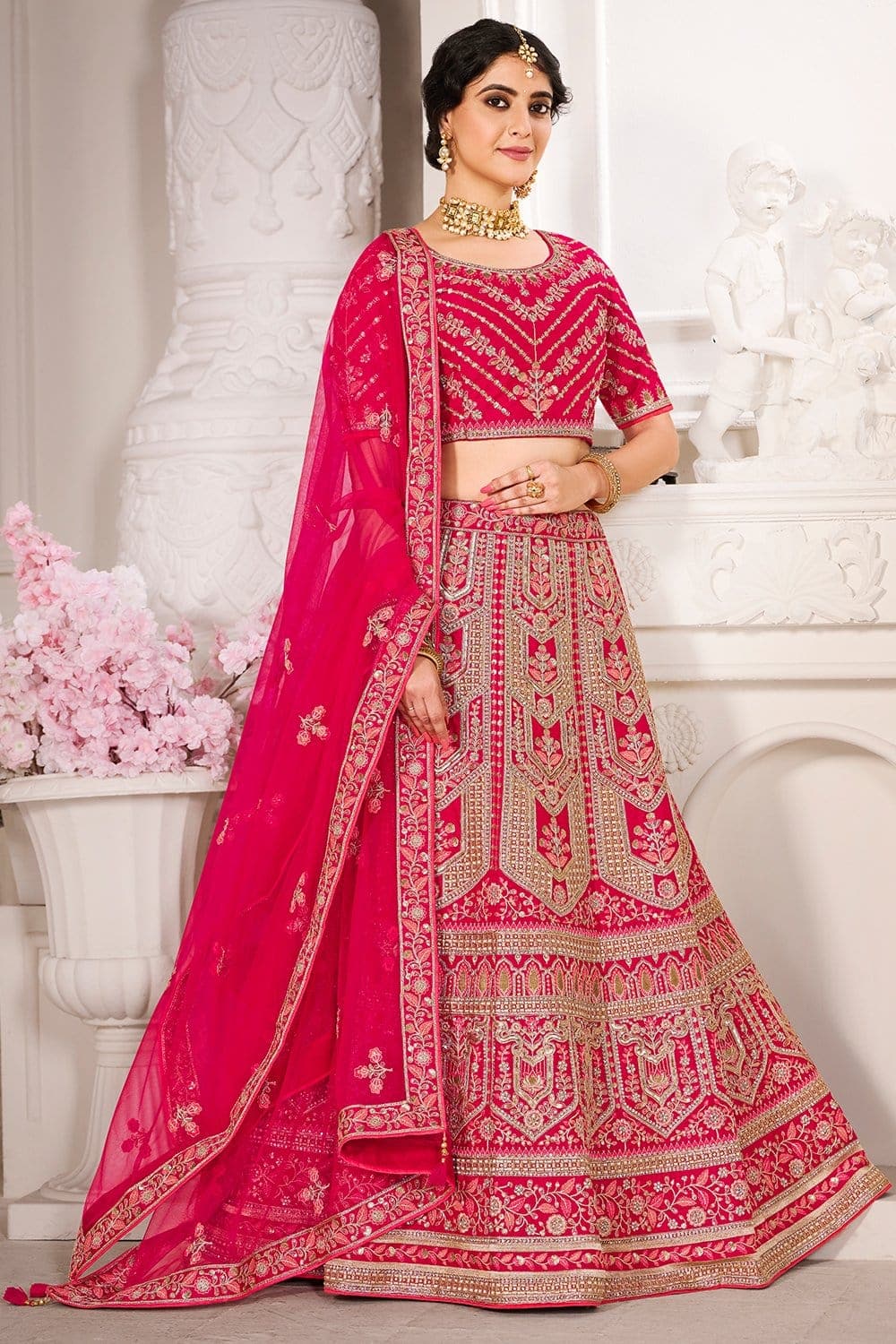 Buy Designer Bridal Hot Pink Amari Lehenga Online From Anita Dongre