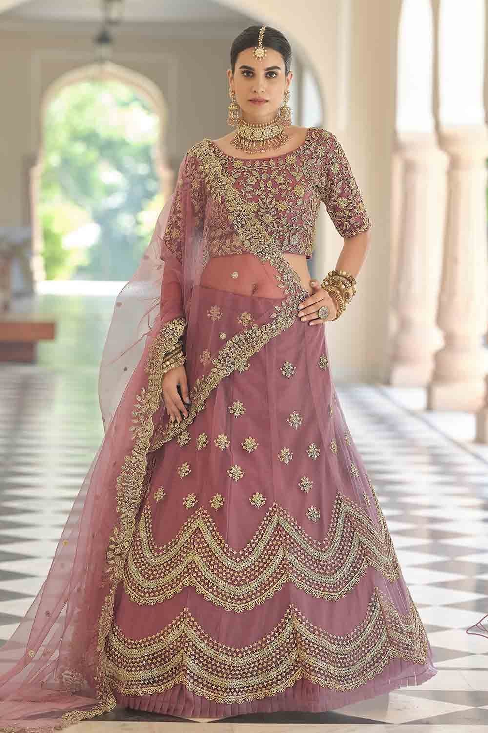 Buy Radiant Pink Satin Designer Lehenga Choli - Inddus.com