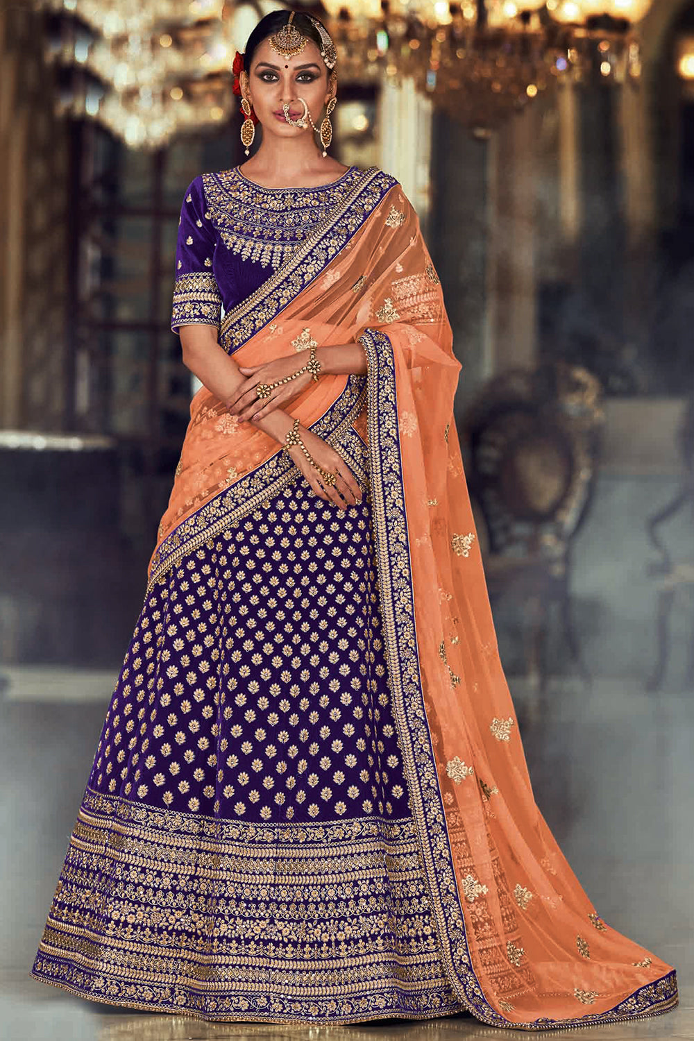 purple designer lehenga