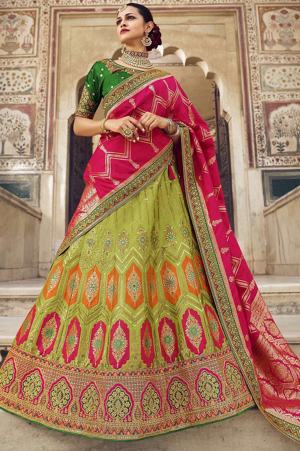 Designer Lehenga Green Designer Lehenga saree online