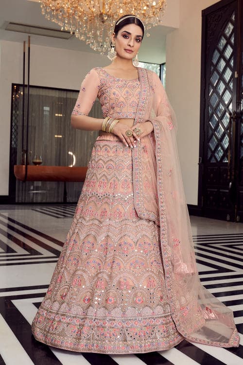 peach designer lehenga