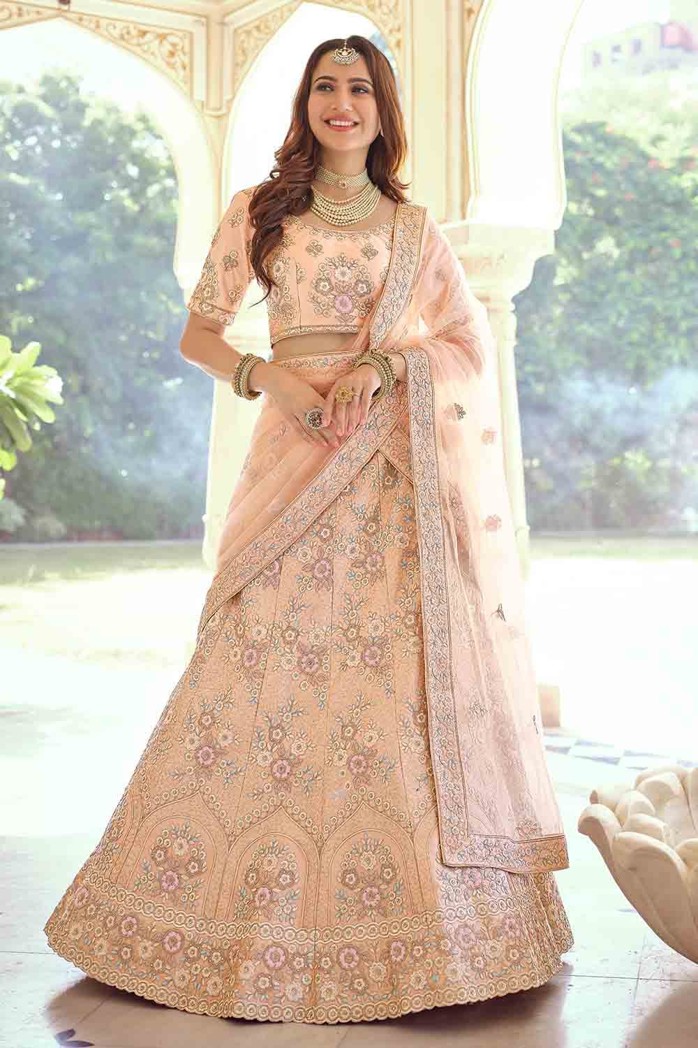 Latest Peach Lehenga for Wedding | Latest bridal lehenga designs, Bridal  lehenga designs, Latest bridal lehenga