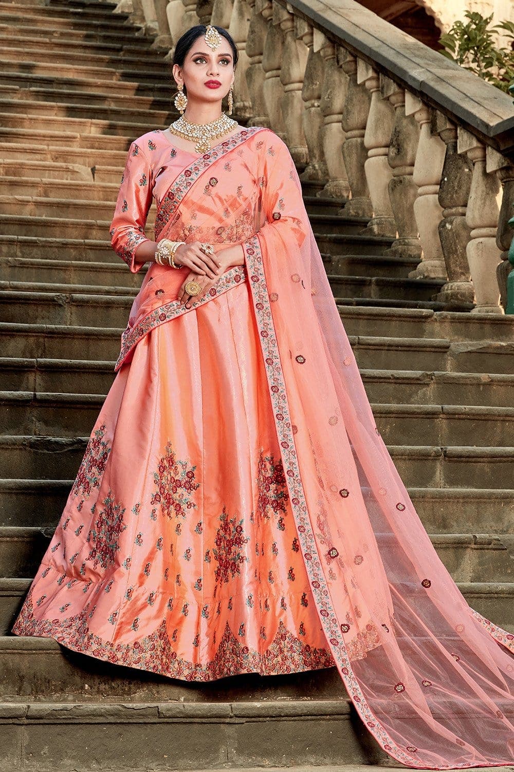 Buy Endearing Pink Georgette Wedding Lehenga Choli - Inddus.com | Lehenga  designs, Party wear lehenga, Lehenga choli online