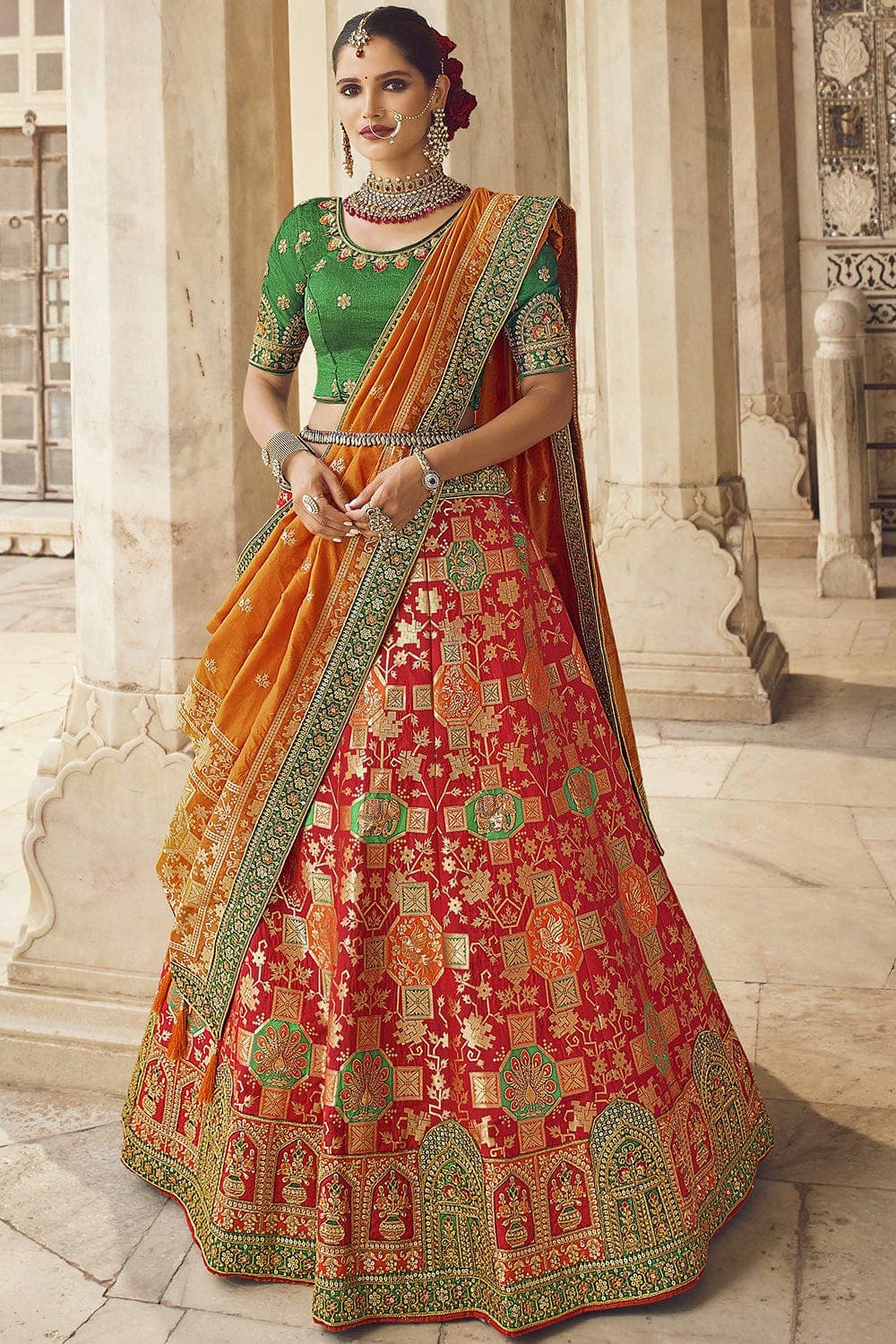 Bollywood South Actress Special Light Pink Silver and Golden Weaving Half Saree  Lehenga | Half saree designs, Half saree, Half saree lehenga