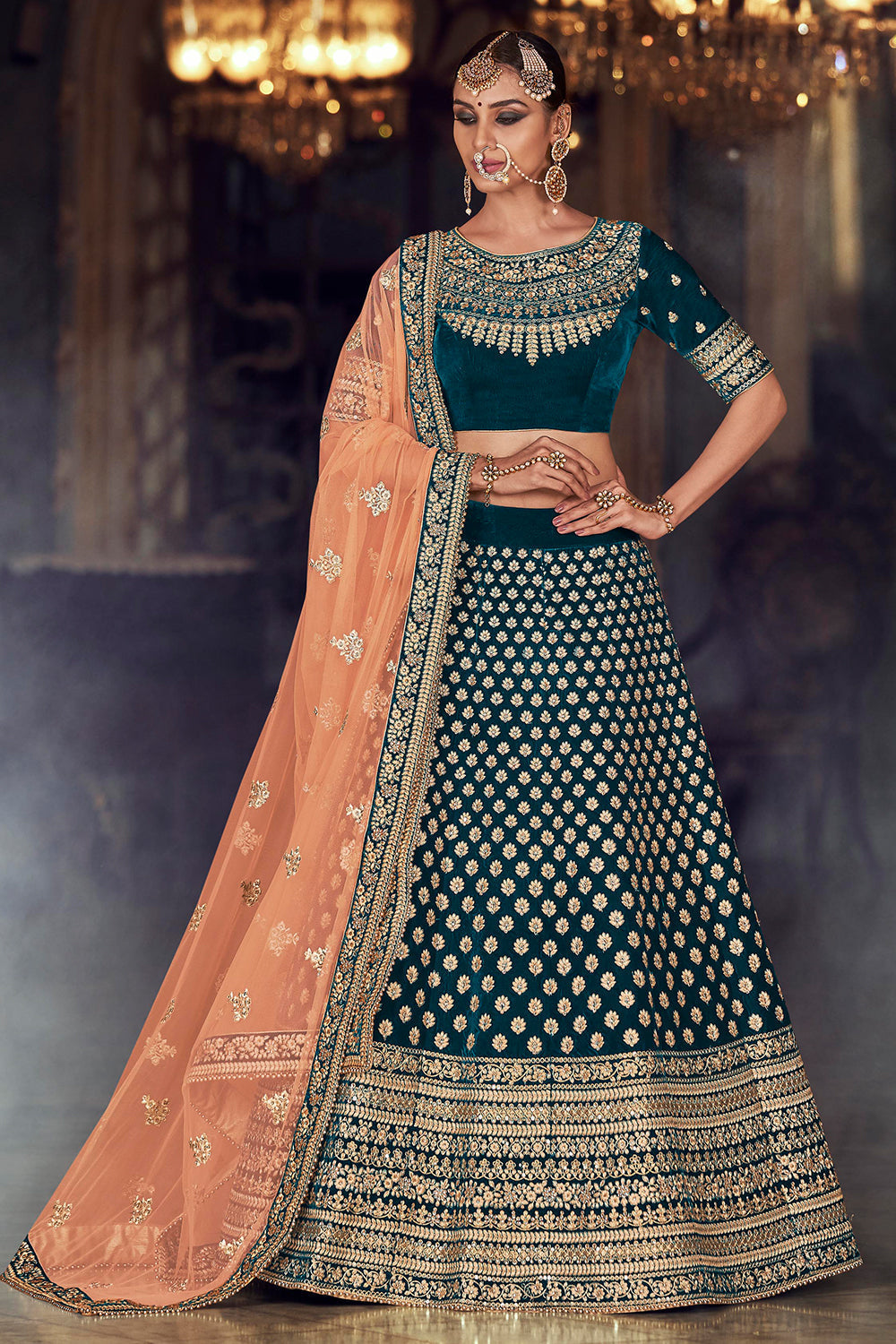 blue designer lehenga