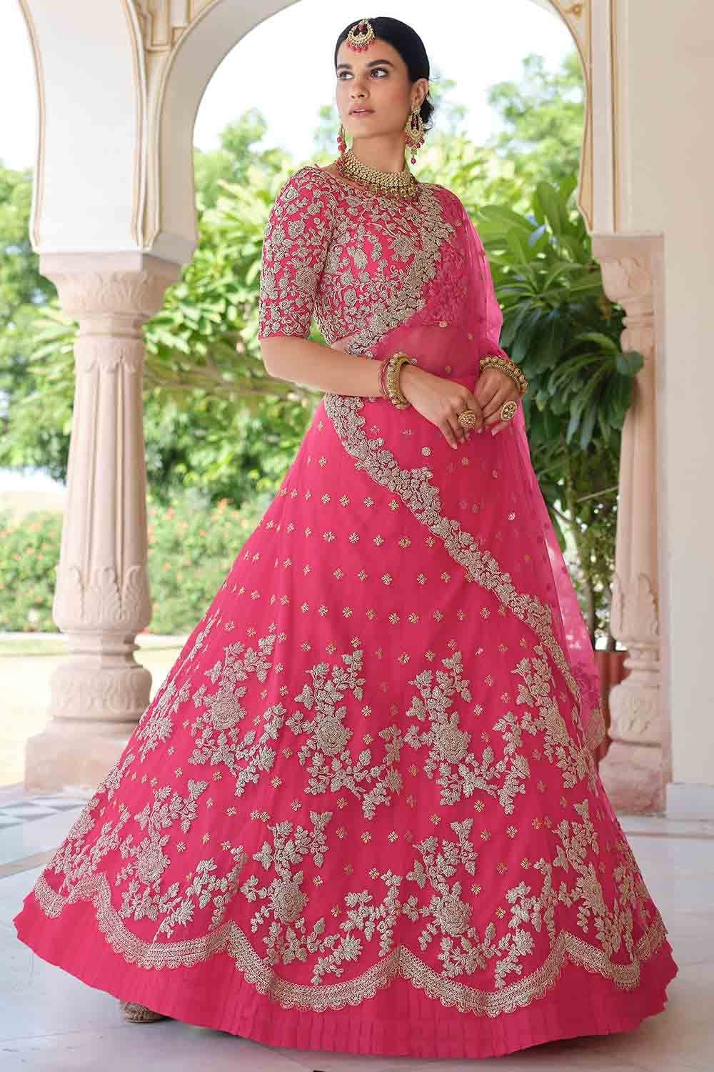 Designer Bright Pink Lehenga Choli – Indian Rani