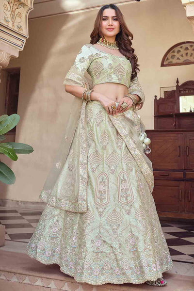 Phantom silk Embroidered Bridal Semi-Stitched Sea Green Truly Traditional  Lehenga Choli with Dupatta For Women in Mumbai at best price by Aanya -  Justdial