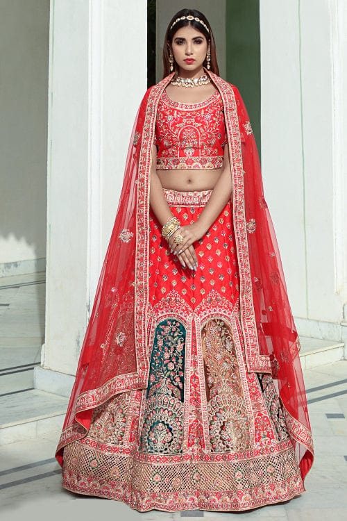 red lehenga