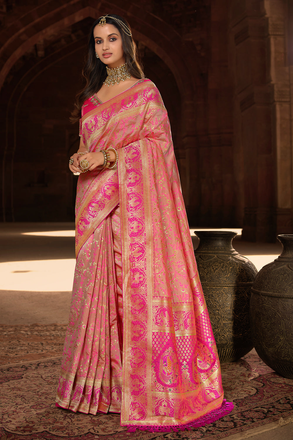 brown designer saree