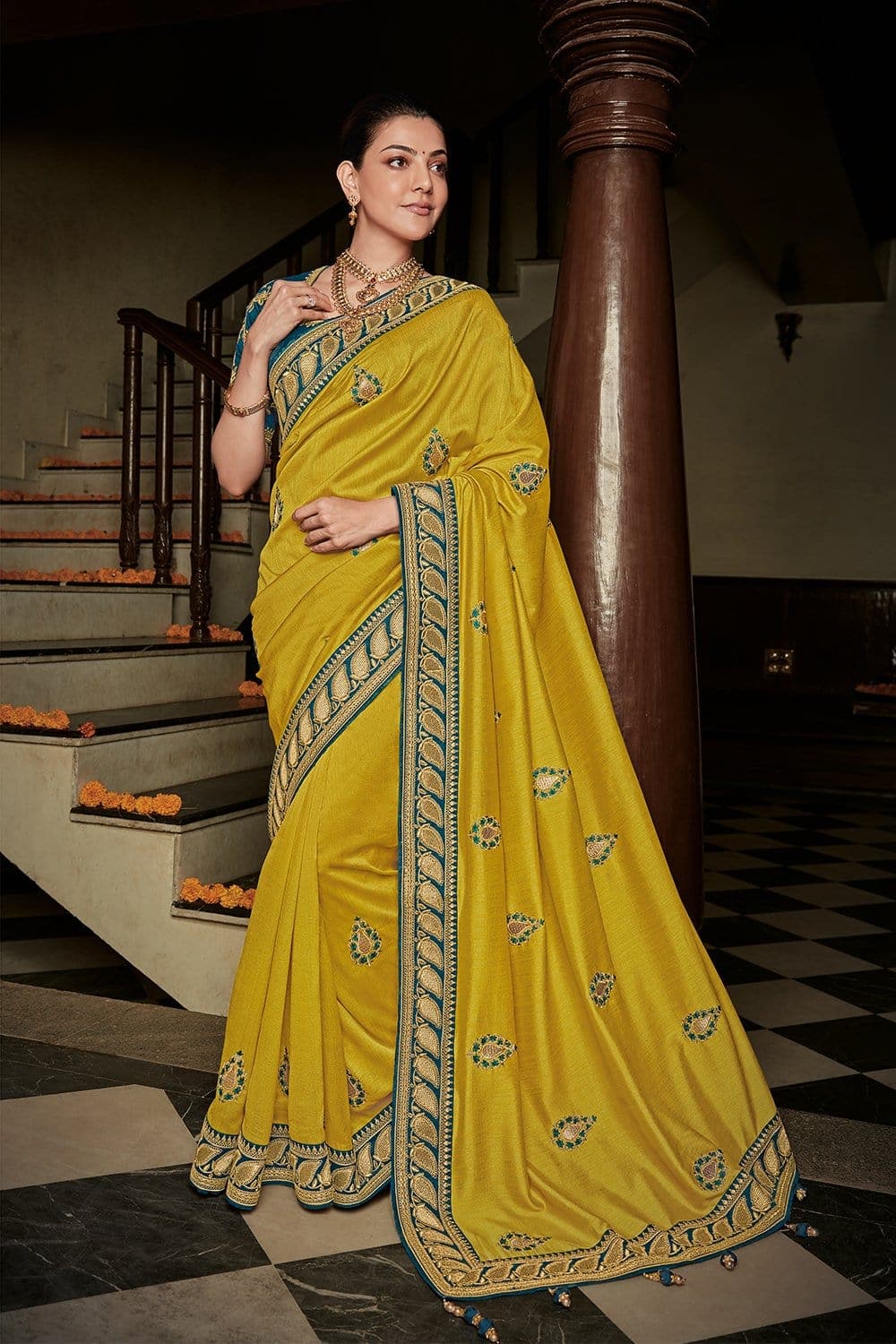 designer saree with embroidery