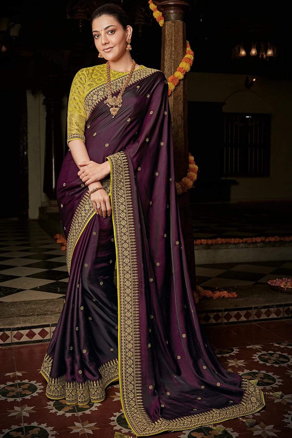 Brinjal Ras Mandal Bandhani Multi Color Saree Pure Gaji Silk | KaLa Bandhej