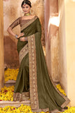 green silk saree