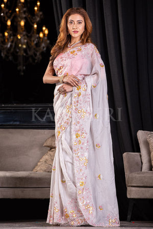 Trendy White Color Designer Saree At Affordable Price Buy Now – Joshindia