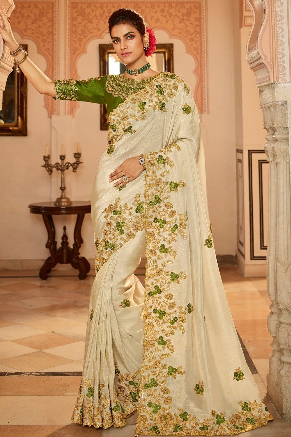 designer saree with blouses