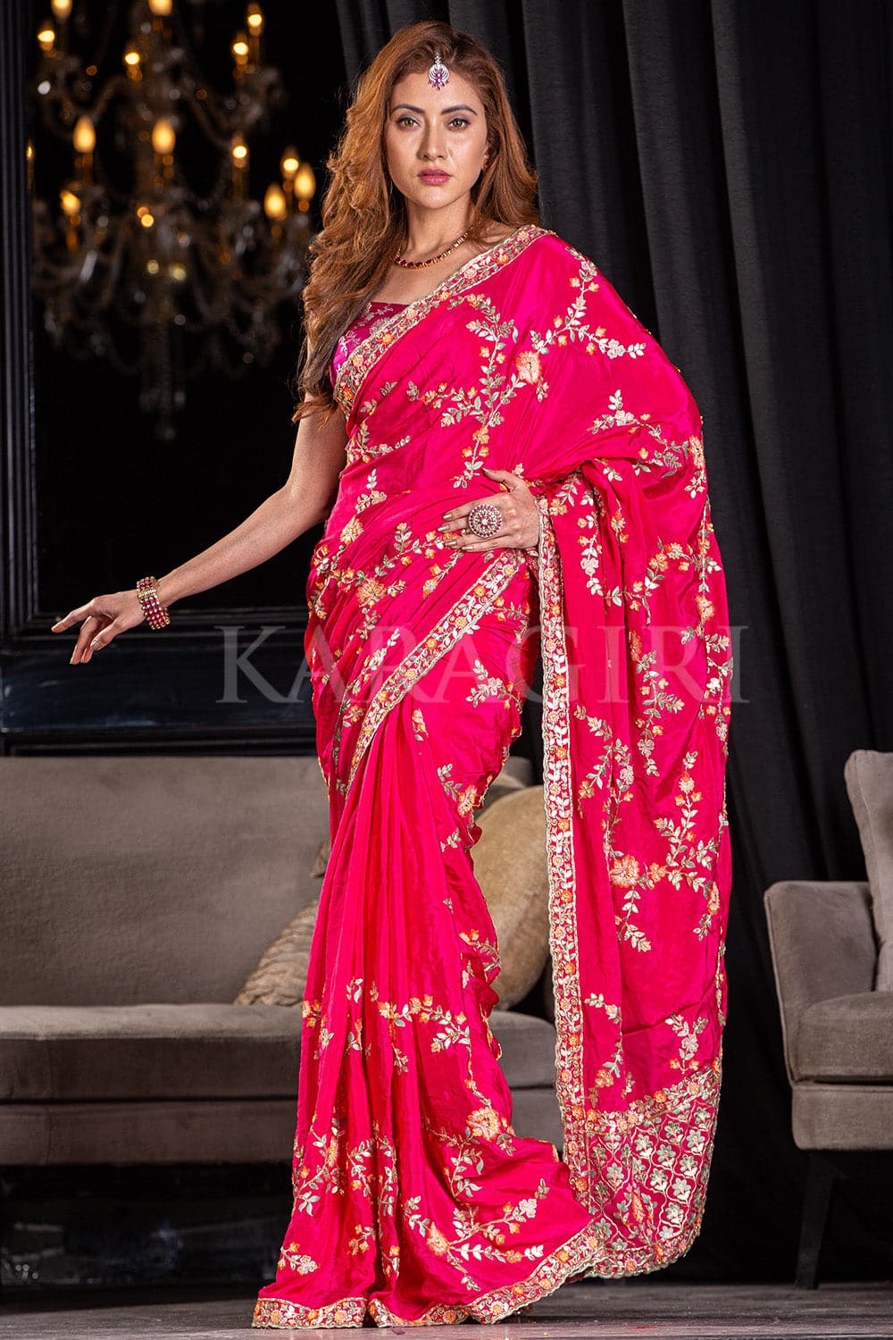 Buy Pretty Purple And Pink Embroidered Net Designer Party Wear Saree |  Party Wear Sarees
