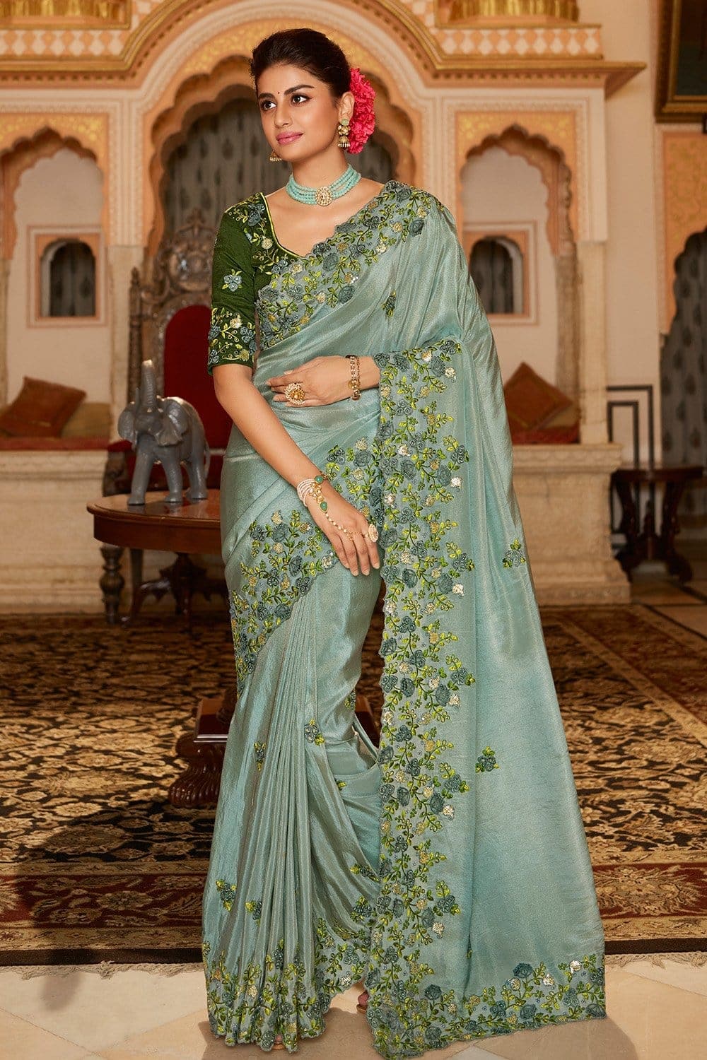 Beautiful Floral Printed Designer Saree dvz0002899 - Party wear saree online  - Dvanza.com
